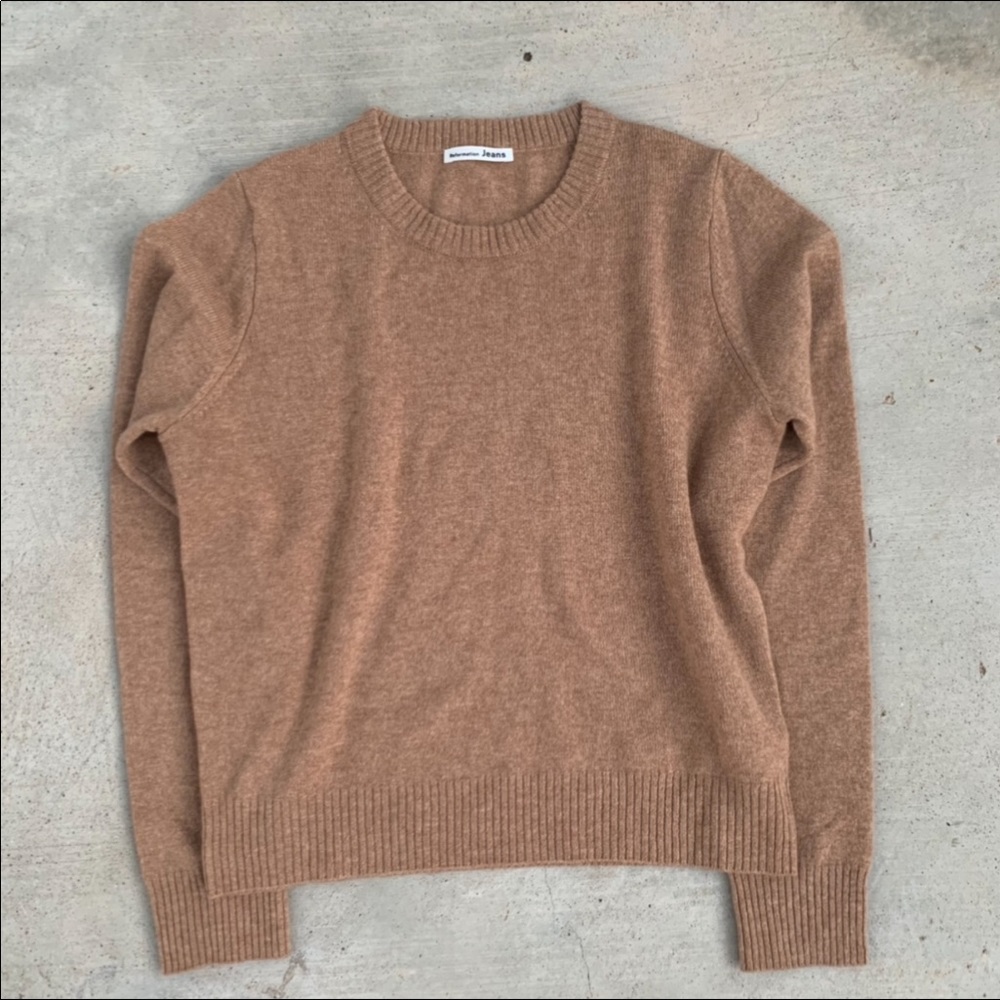 Reformation Cashmere Crew Sweater Camel Size Large - Picture 5 of 6